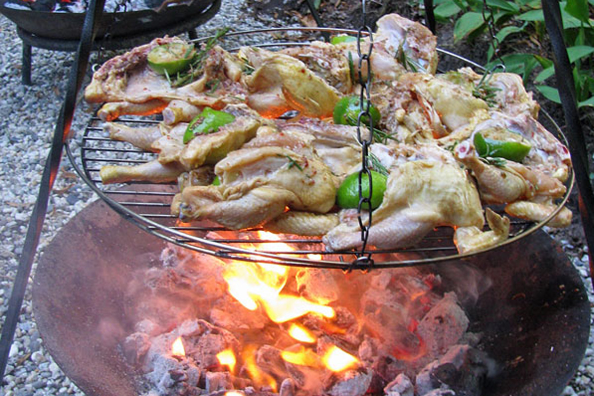outdoor cooking as team activity during a meeting